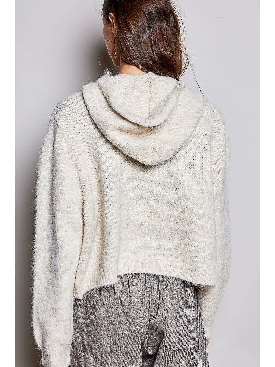 Cropped Drawstring Hoodie