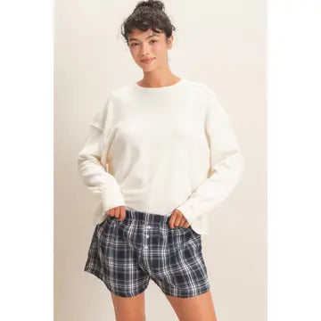 Raw Edge Waffle Sweatshirt