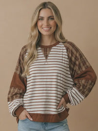 Round Neck Oversized Color Block Knit Top