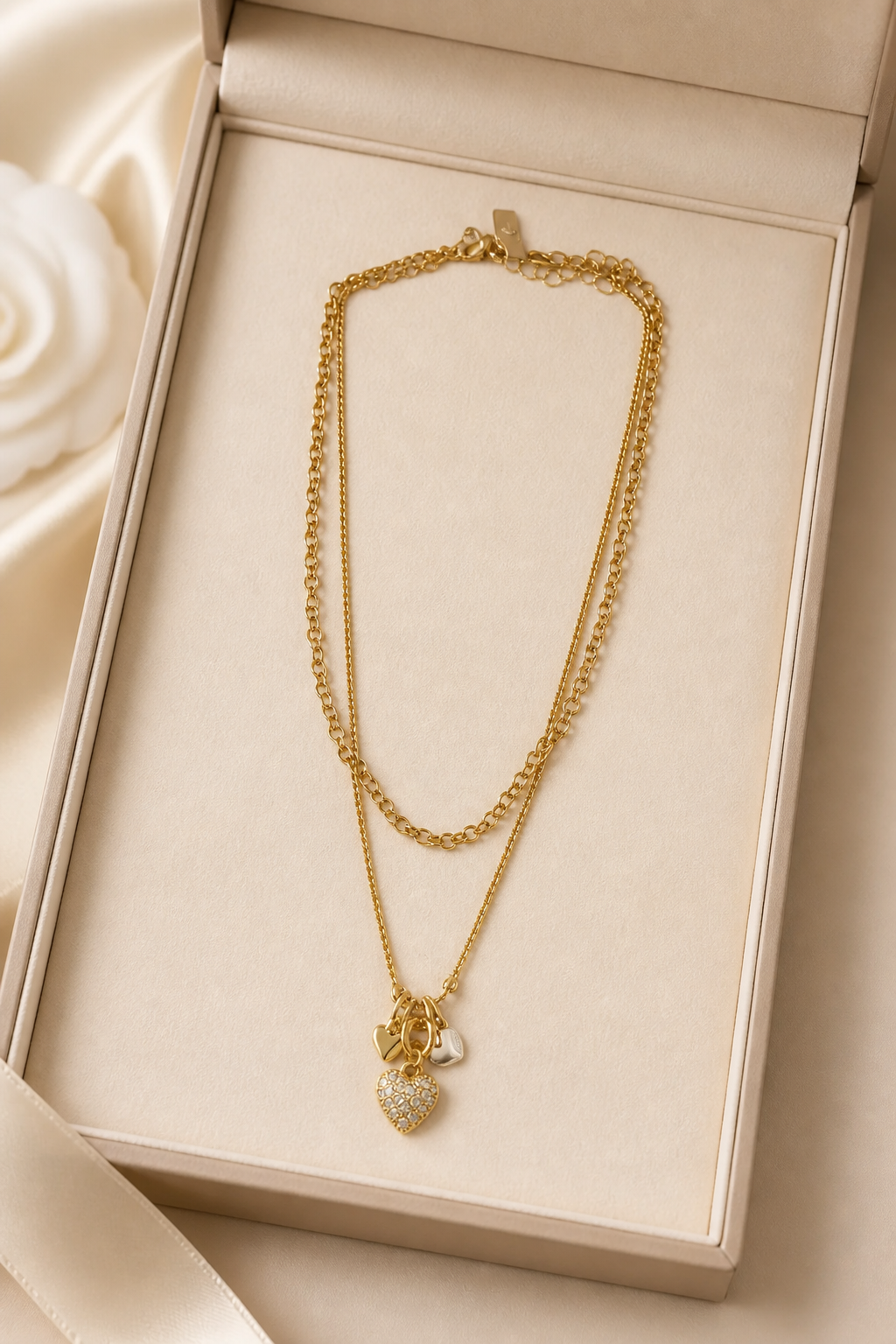 Double Layer Triple Heart Necklace