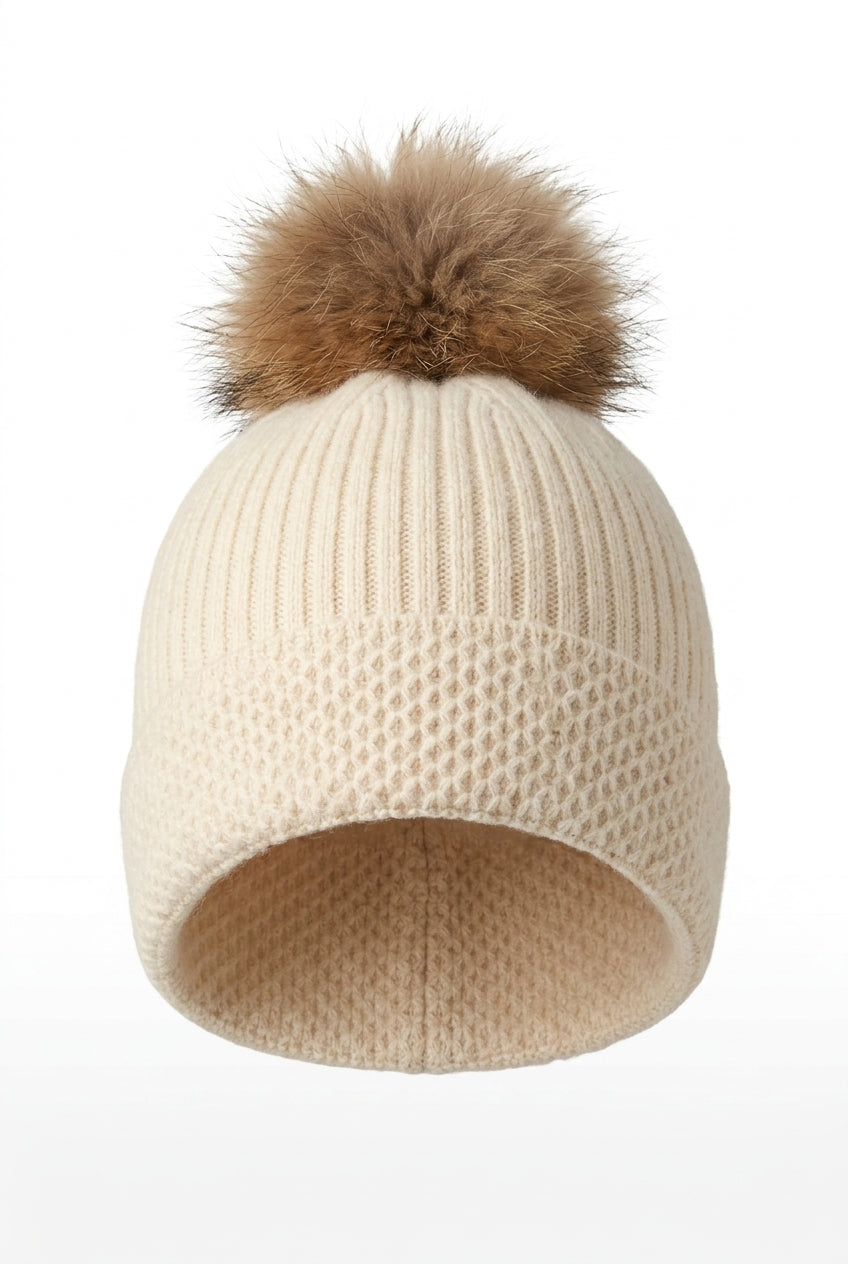 Real Fur Pom Pom Hat