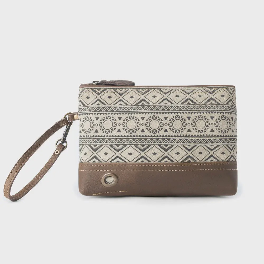 Sundust  Wristlet In Ivory with Leather Detail