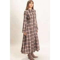 Plaid Button-Down Maxi Dress