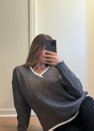 DROP SHOULDER HI-LOW SWEATER TOP