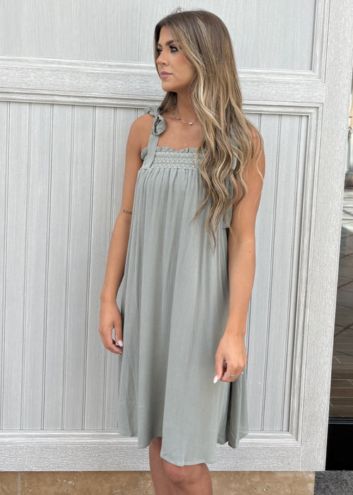 Khaki Embroidered Dress