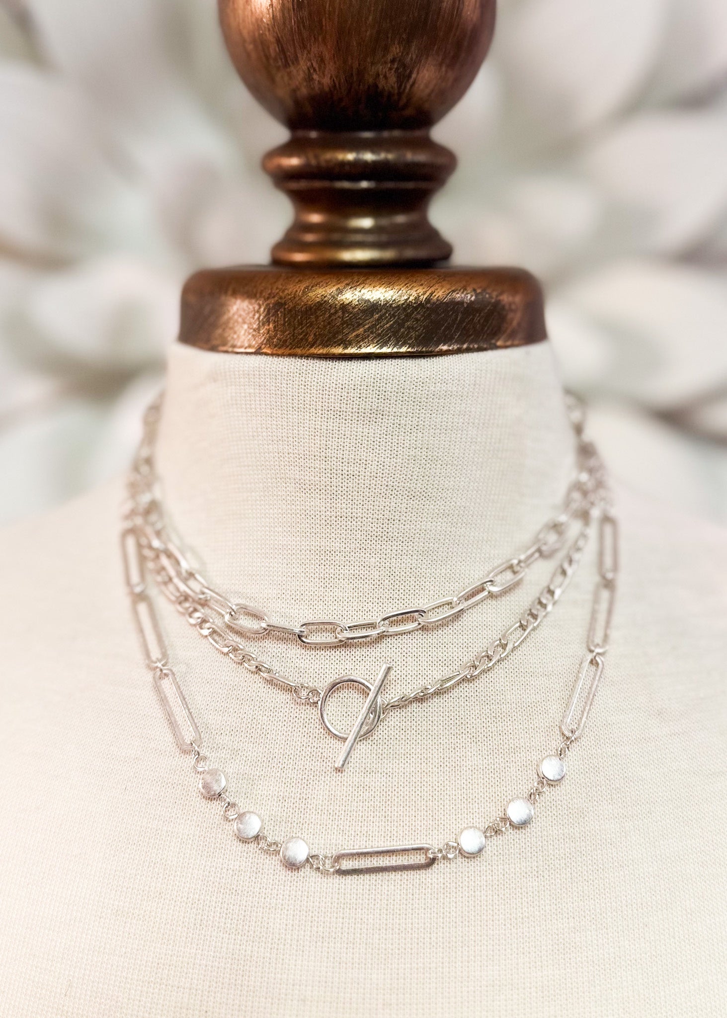 Multi Layer Chain Necklace W Toggle