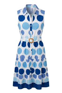 Collared Belted Polka Dot Dress