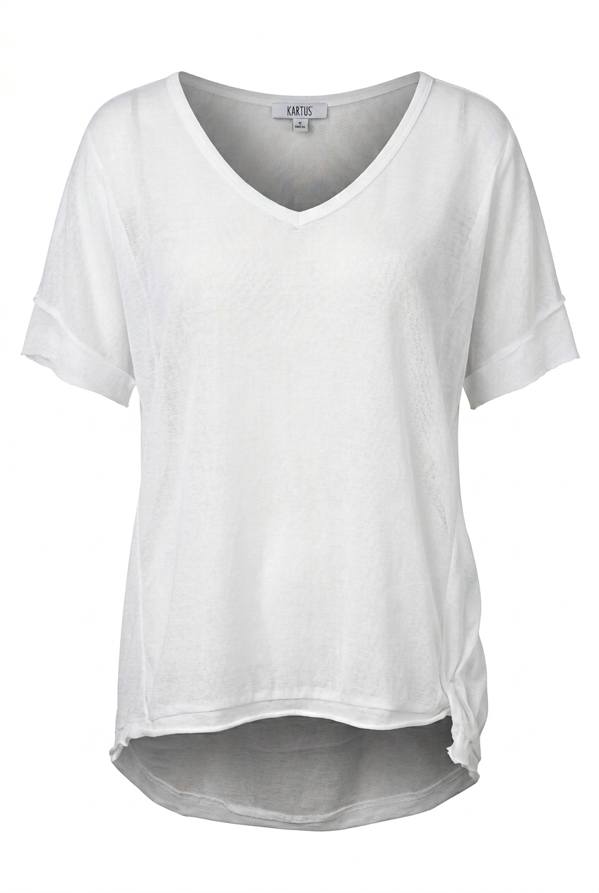 Hi Low Back V Neck Linen Top
