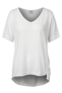 Hi Low Back V Neck Linen Top