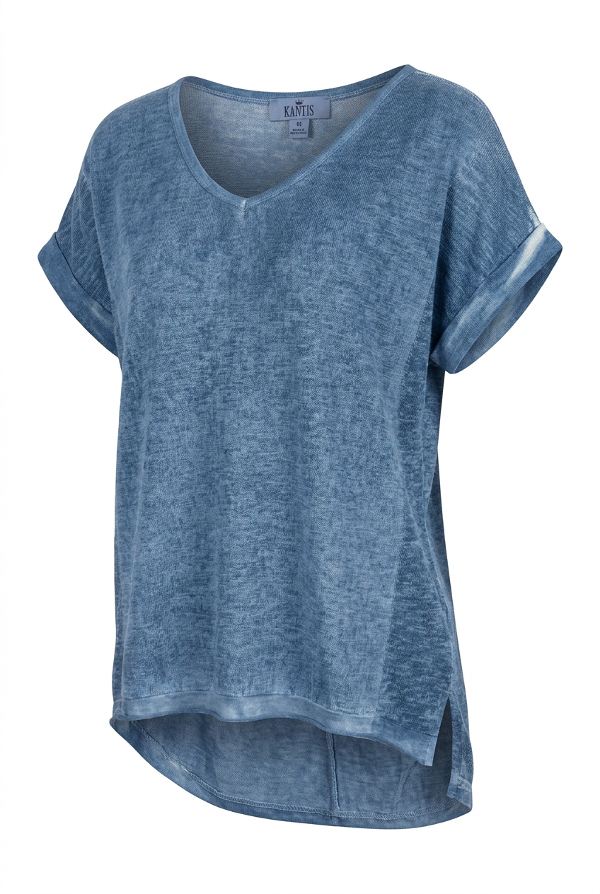 Hi Low Back V Neck Linen Top