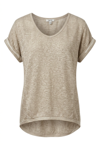 Hi Low Back V Neck Linen Top