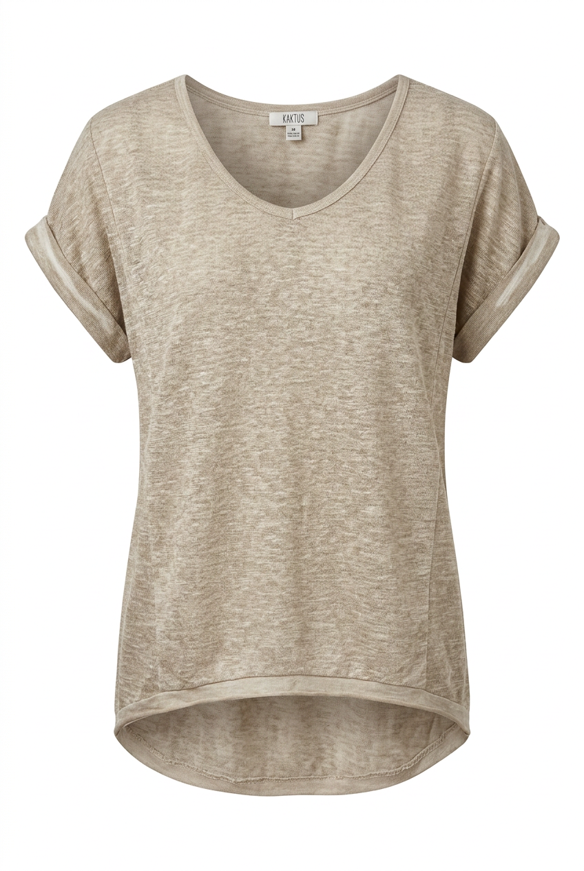 Hi Low Back V Neck Linen Top