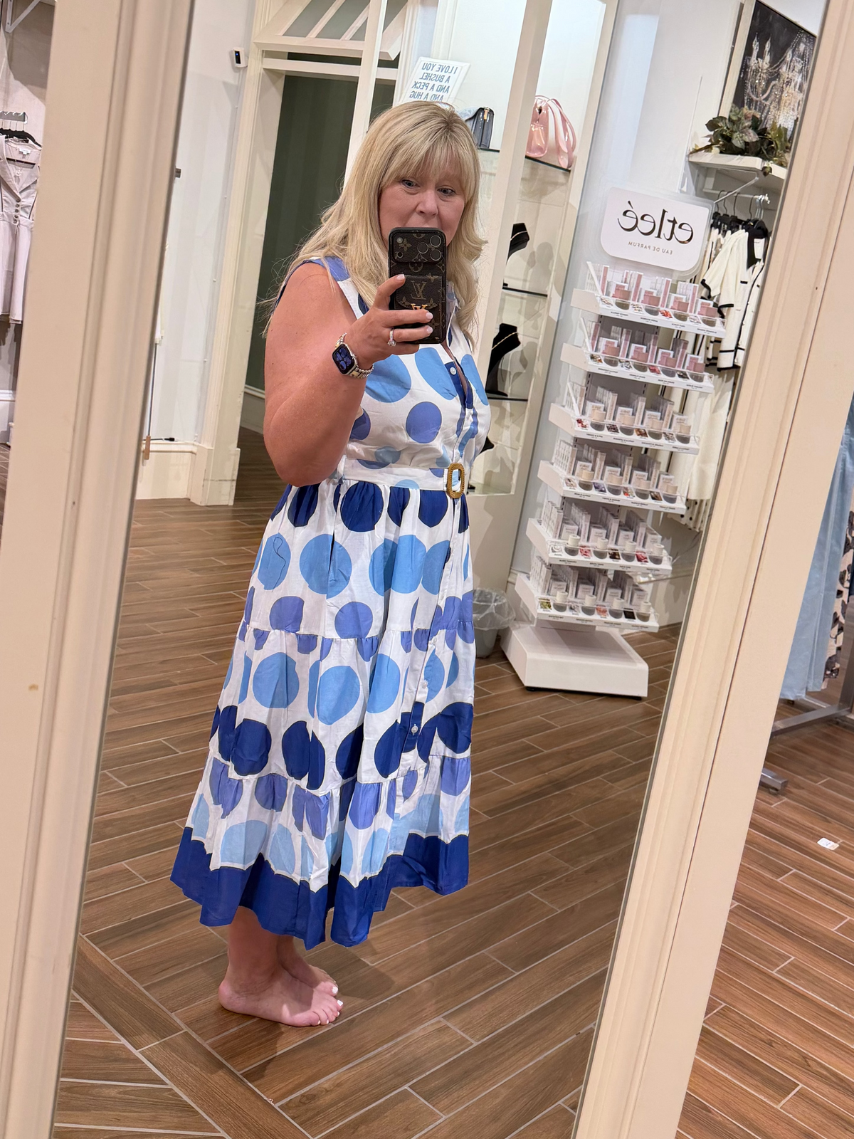 Collared Belted Polka Dot Dress