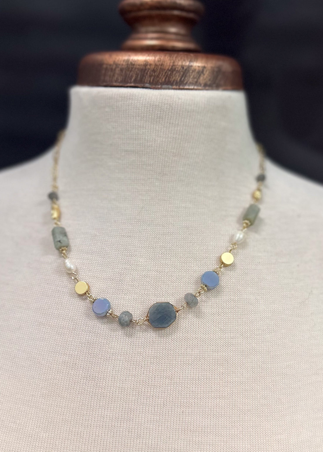 Glass Bead & Stone Necklace