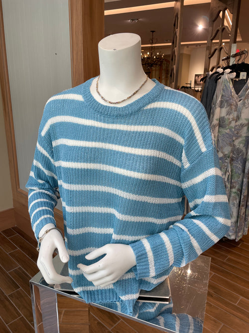 LOW GAUGE STRIPED SWEATER PULLOVER