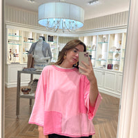 Color Block Patchwork Sleeve Loose Top