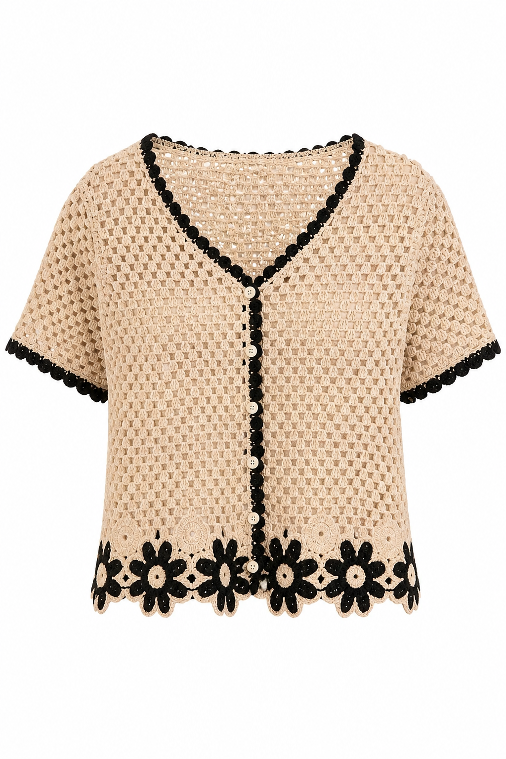 Flower Bottom Crochet Short Sleeve