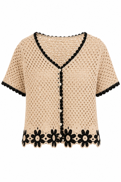 Flower Bottom Crochet Short Sleeve