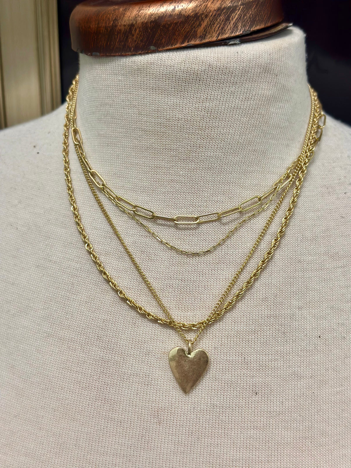 4 layer links and heart pendant