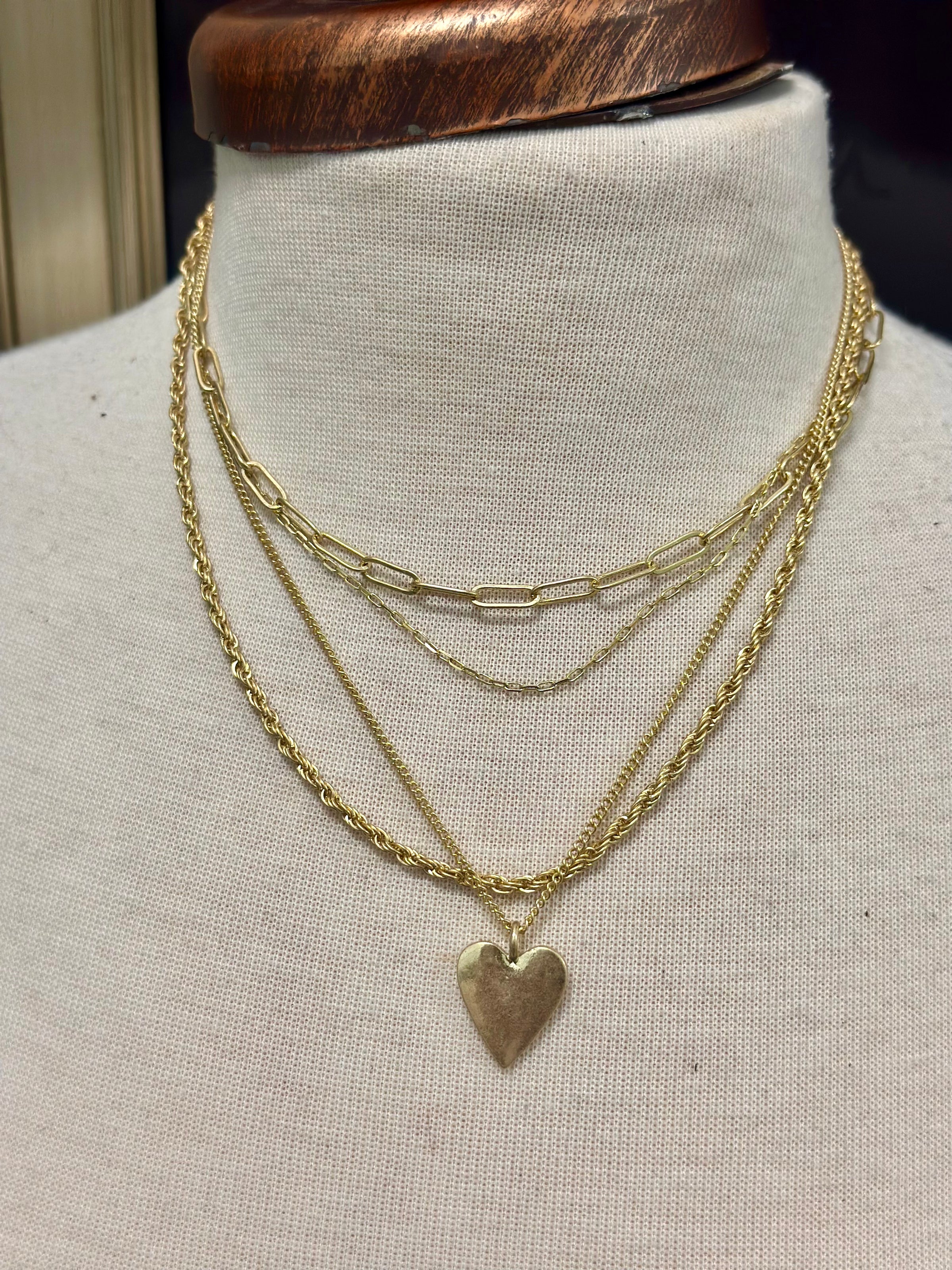 4 layer links and heart pendant