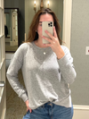 Round Neck Hacci Brushed Pullover Knit Top