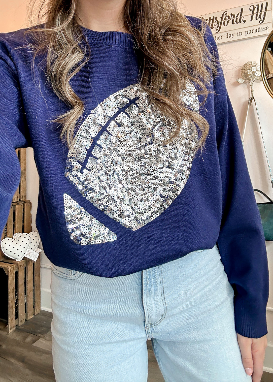Sequin Football Knit Top