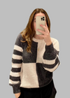 Checkered and Stripe Knit Sweater