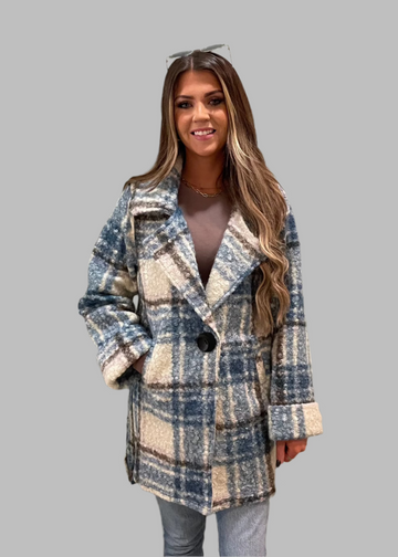 Single Button Plaid Jacket/Coat