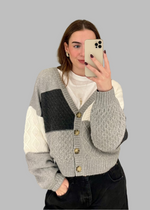 Patchwork Cable Knit Cardigan