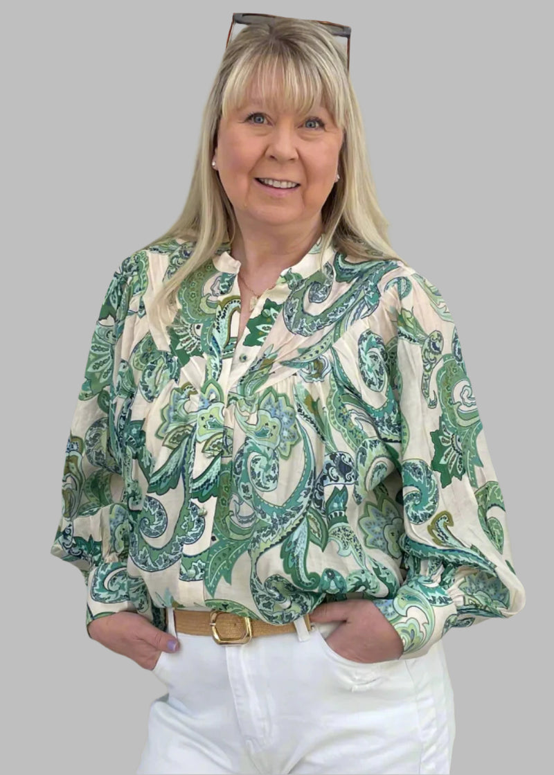 Paisley Printed Bubble Sleeve