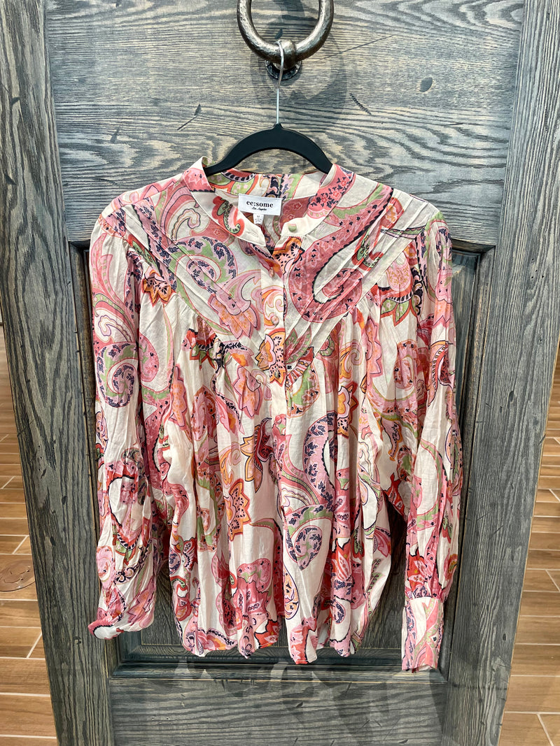 Paisley Printed Bubble Sleeve