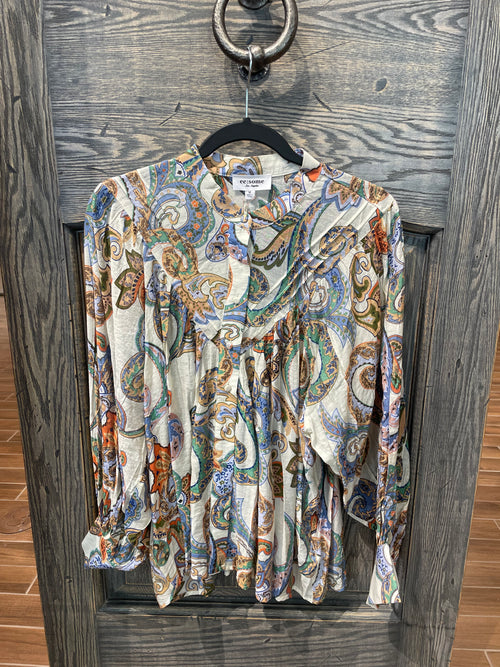 Paisley Printed Bubble Sleeve