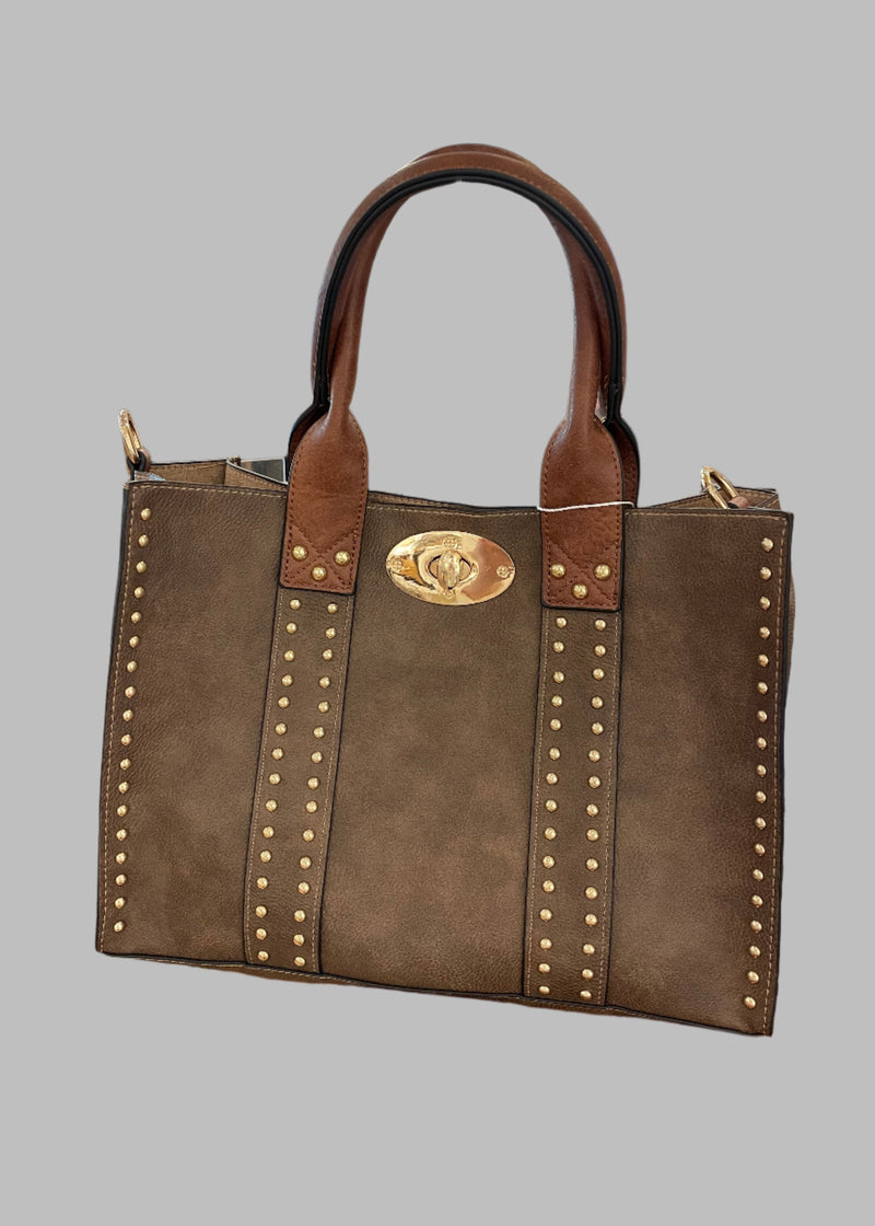 Square gold stud bag