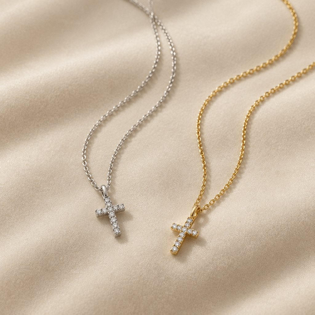 Small CZ Cross Necklace