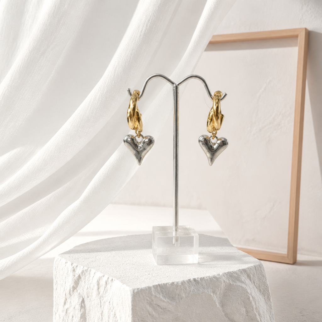 Double Trouble Heart Earring