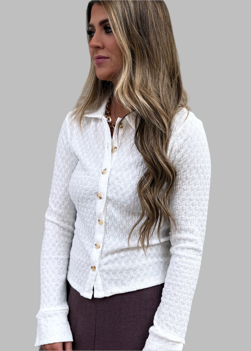 Textured Collar Button Down Shirt
