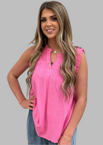 Smock Split Neck Short Sleeve Blouse
