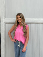Smock Split Neck Short Sleeve Blouse