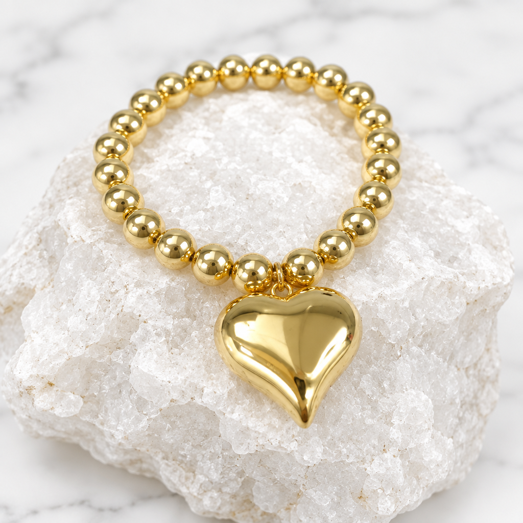 Large Beaded Heart Bracelet