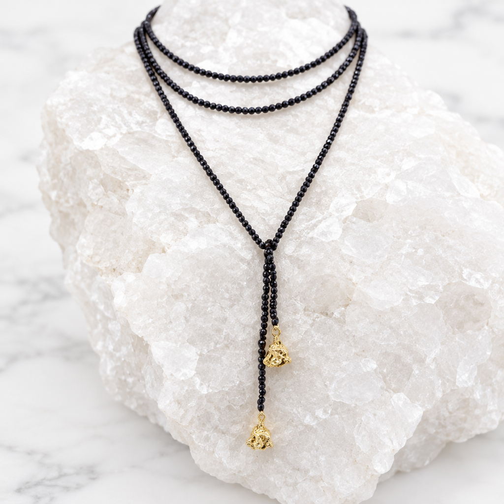 Beaded Brown Lariat