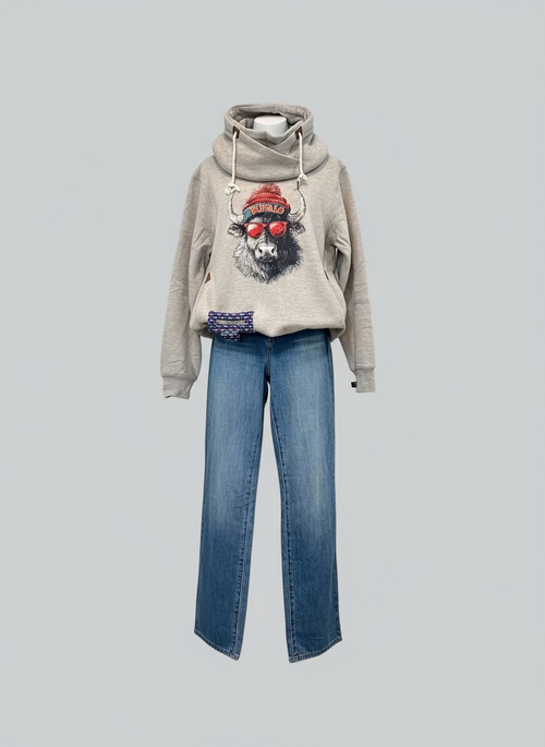 HT Buffalo w/Hat Cowl Neck Sweatshirt