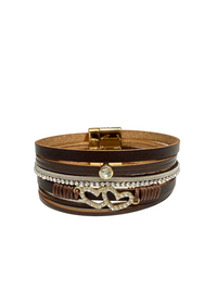 Magnetic Double Heart Leather Bracelet