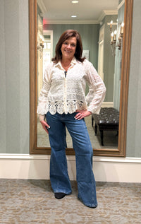 Crochet Scallop Hems Shirt