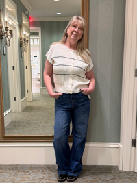 Stripe Lightweight Short Sleeve Knit Cardigan