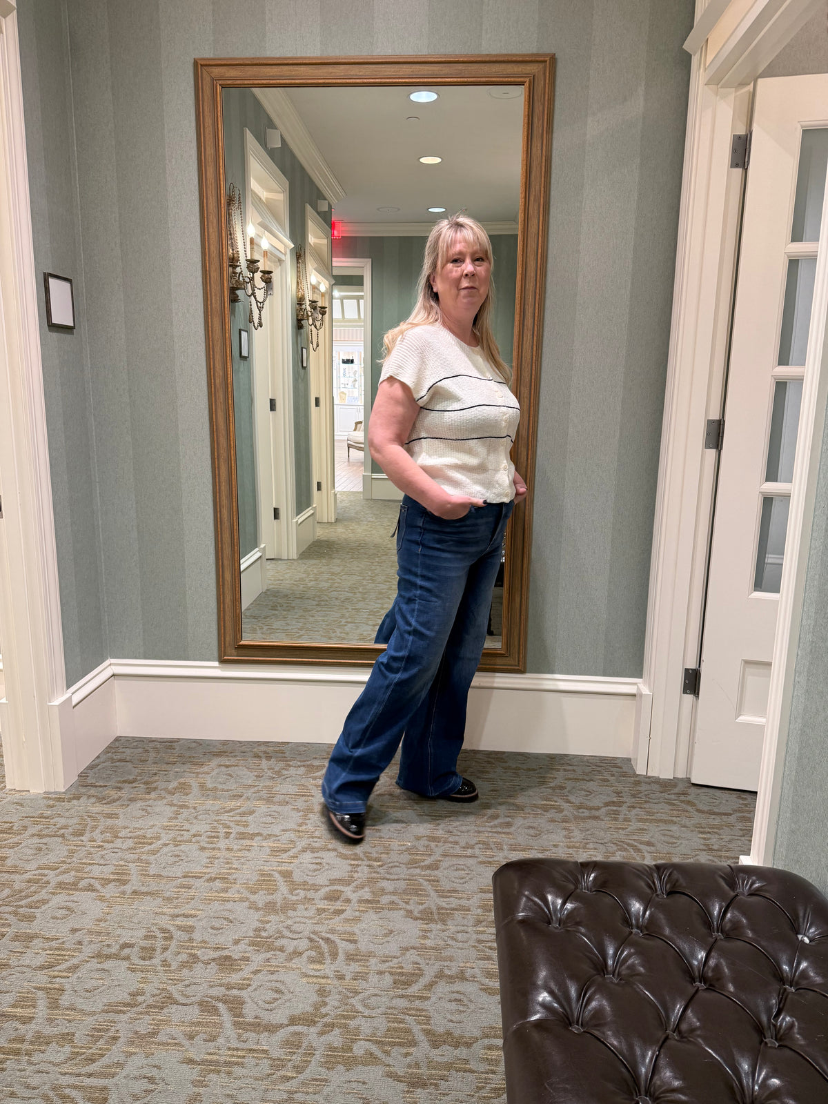 Stripe Lightweight Short Sleeve Knit Cardigan