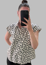 Ditsy Floral Print Cap Sleeve Shirt