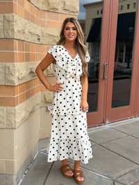 Ruffled Polka Dot Midi Dress