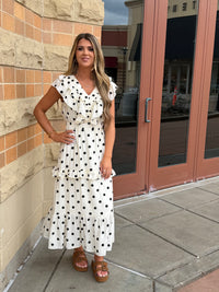 Ruffled Polka Dot Midi Dress