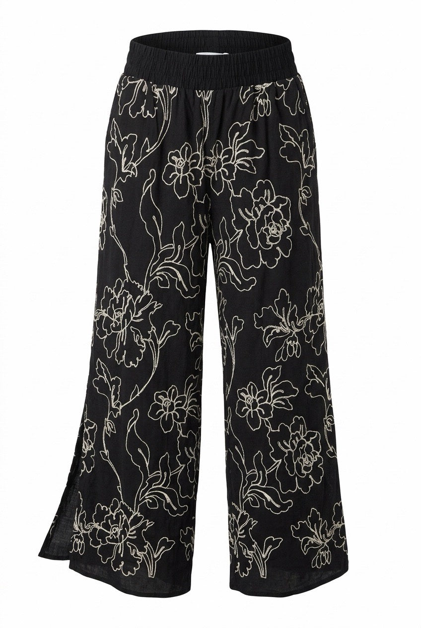 Embroidered Flower Pant