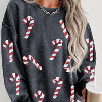 Candy Cane Sequin Patch Top